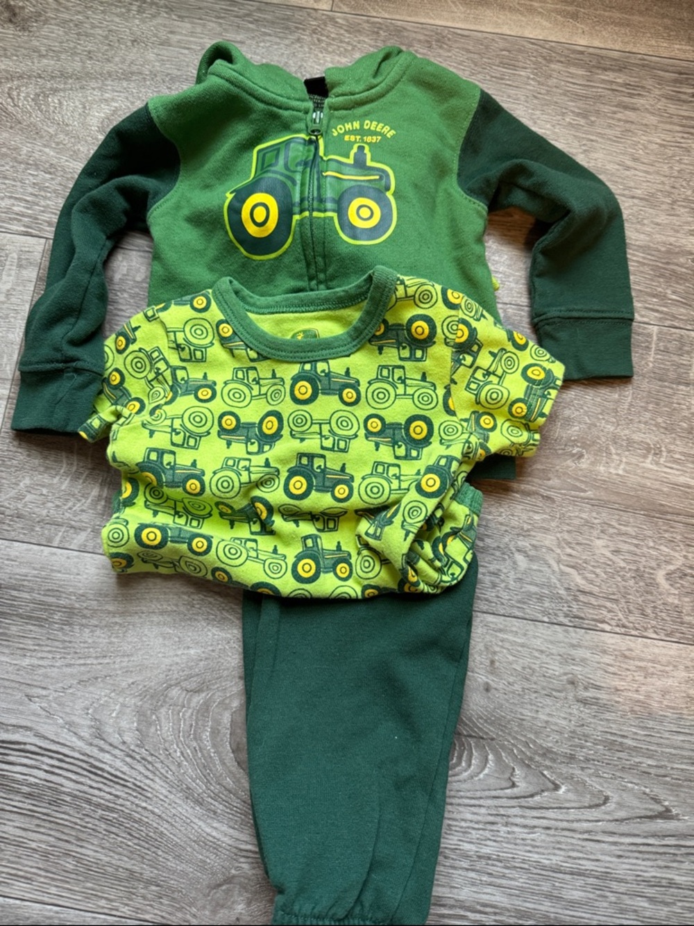 John Deere Green and Yellow Tractor Pajama Set